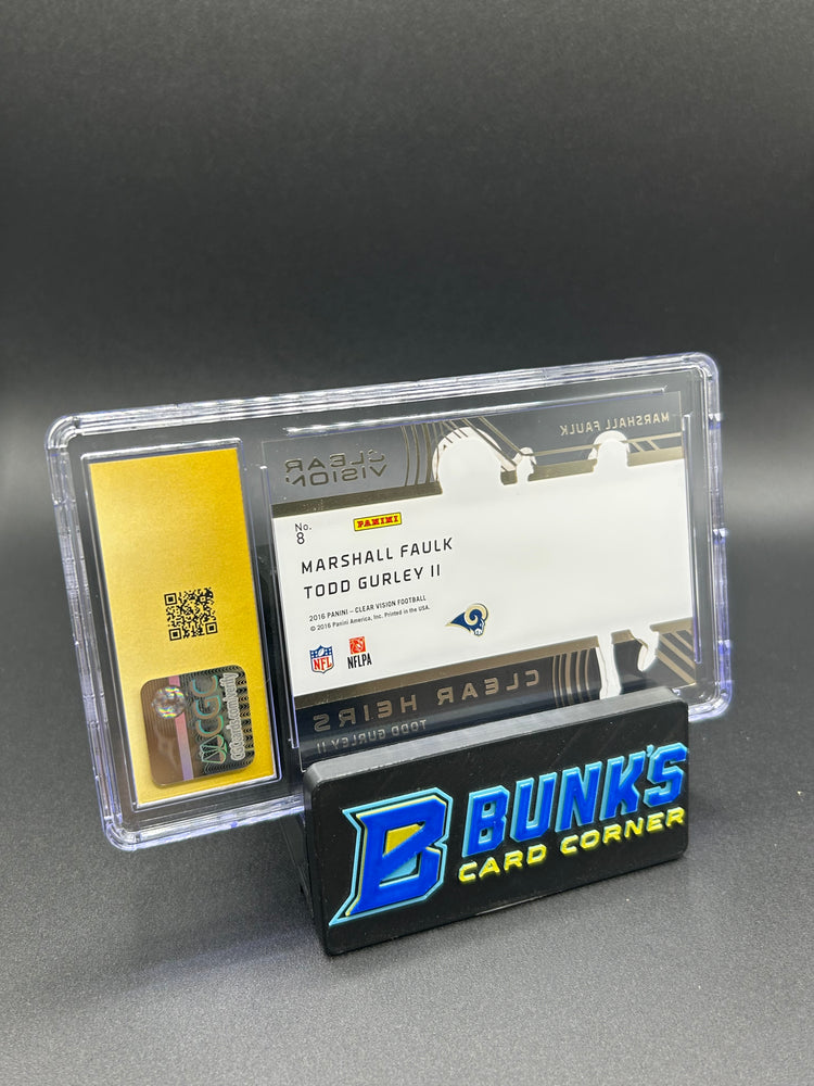 2016 Marshall Faulk/Todd Gurley II Panini Clear Vision Clear Heirs Bronze 63/79 CGC Pristine 10
