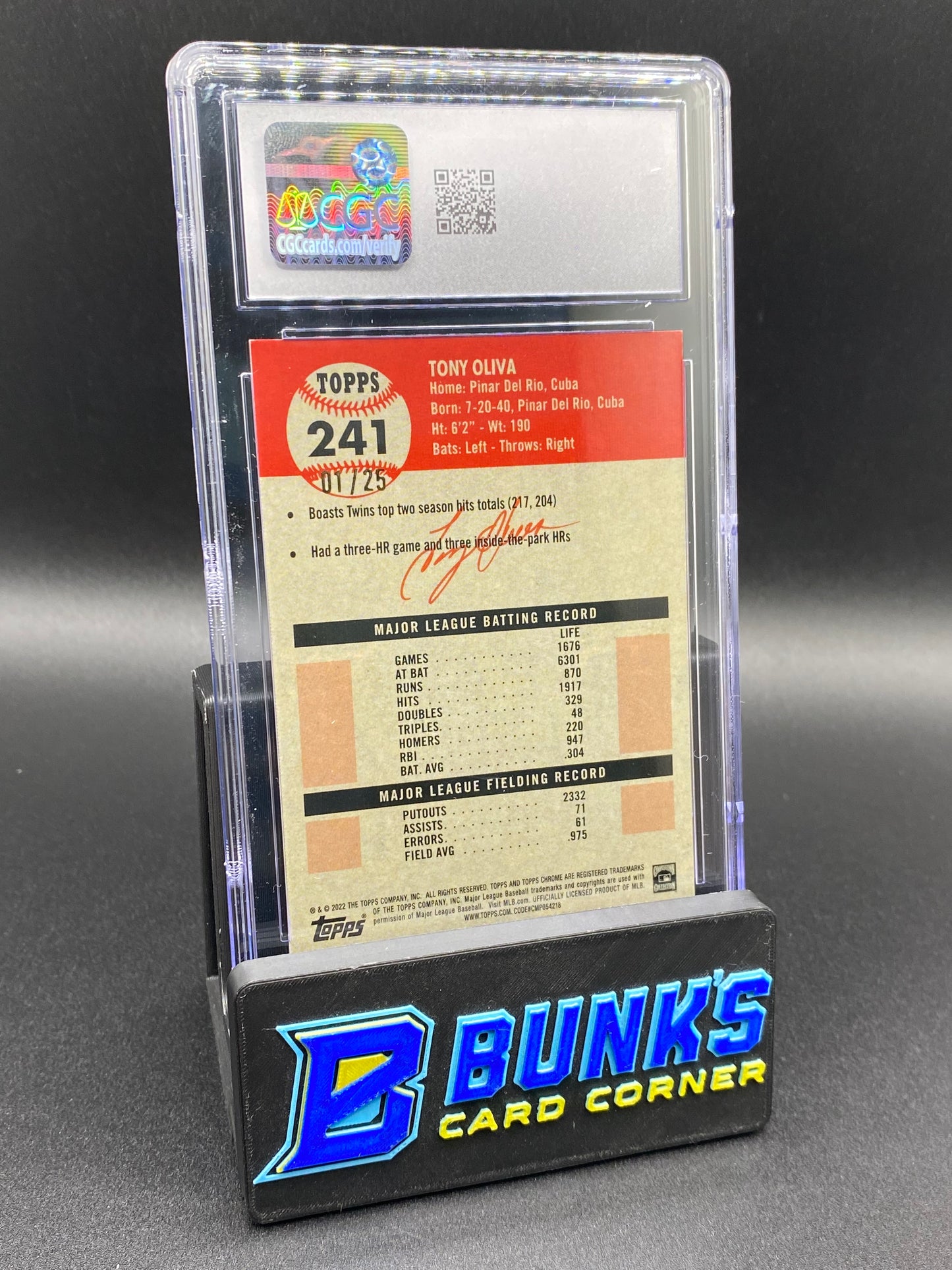 2022 Tony Oliva Orange Ref. 1/25 CGC 9.5 HOF