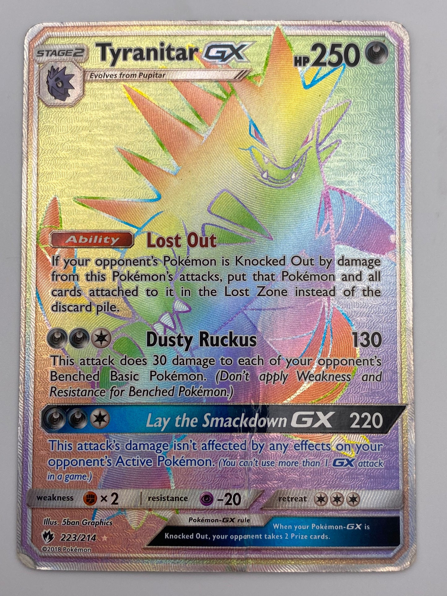 Tyranitar Gx Rainbow Rare Lost Thunder HP