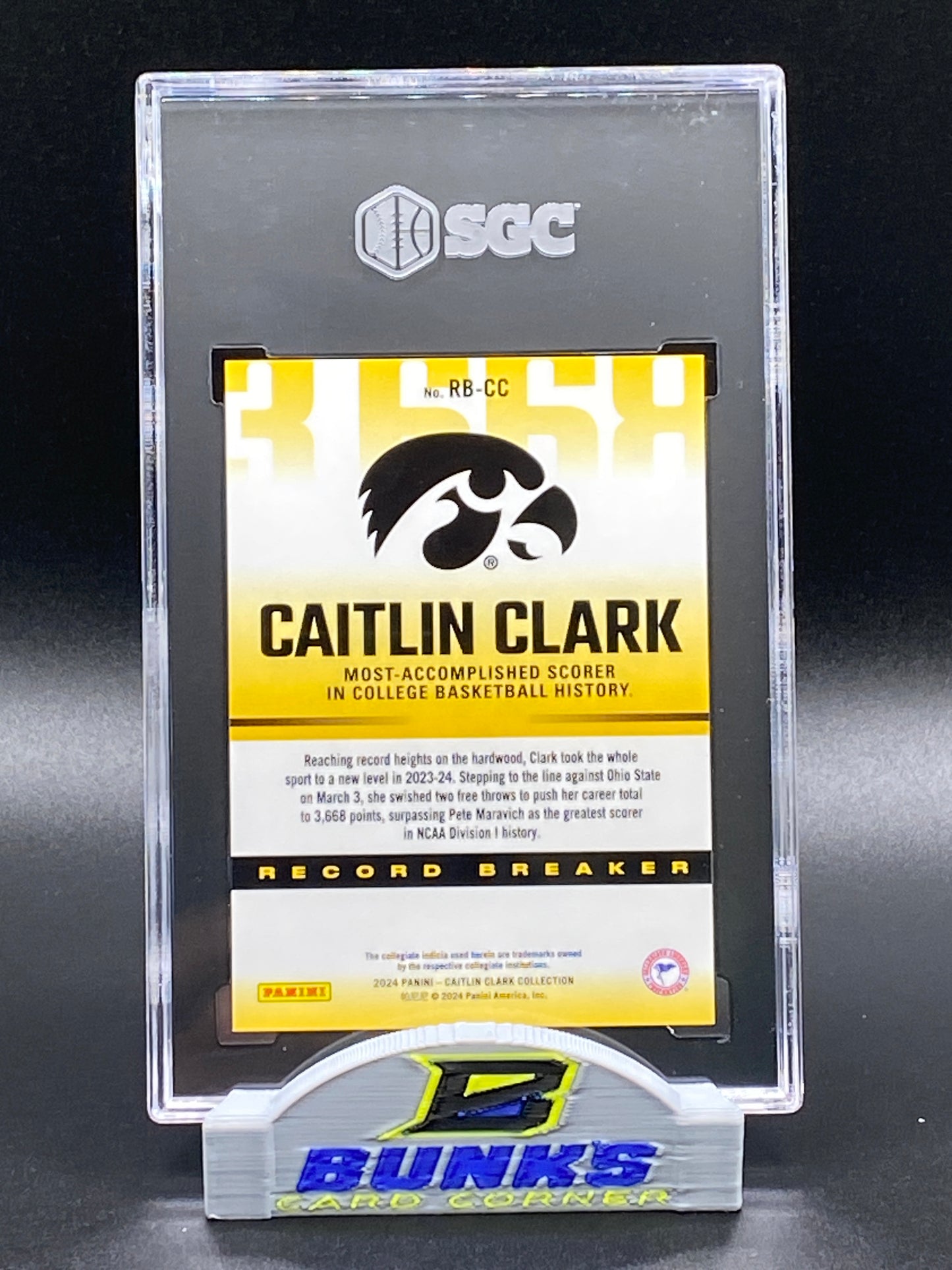 2024 Caitlin Clark Record Breaker SGC 10 (Box B6)