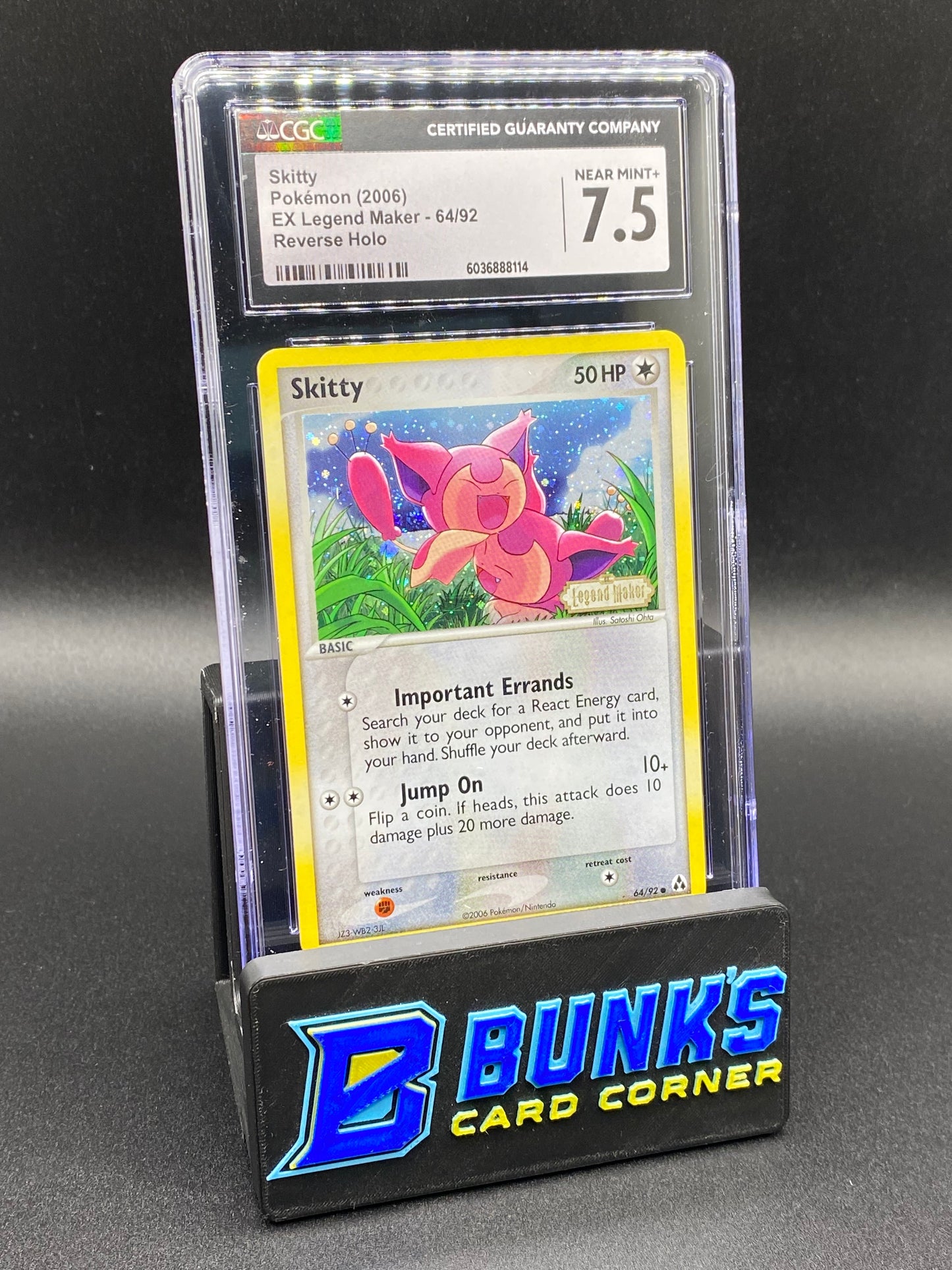 Skitty Reverse Holo Ex Legend Maker CGC 7.5