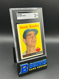 1958 Sandy Koufax Topps #187 SGC 2