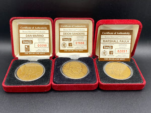 Marshall Faulk, Deion Sanders, & Dan Marino Bronze Mint-Coins