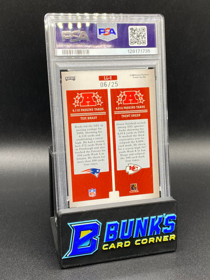 2006 Tom Brady & Trent Green League Leaders Holo Foil 6/25 PSA 8