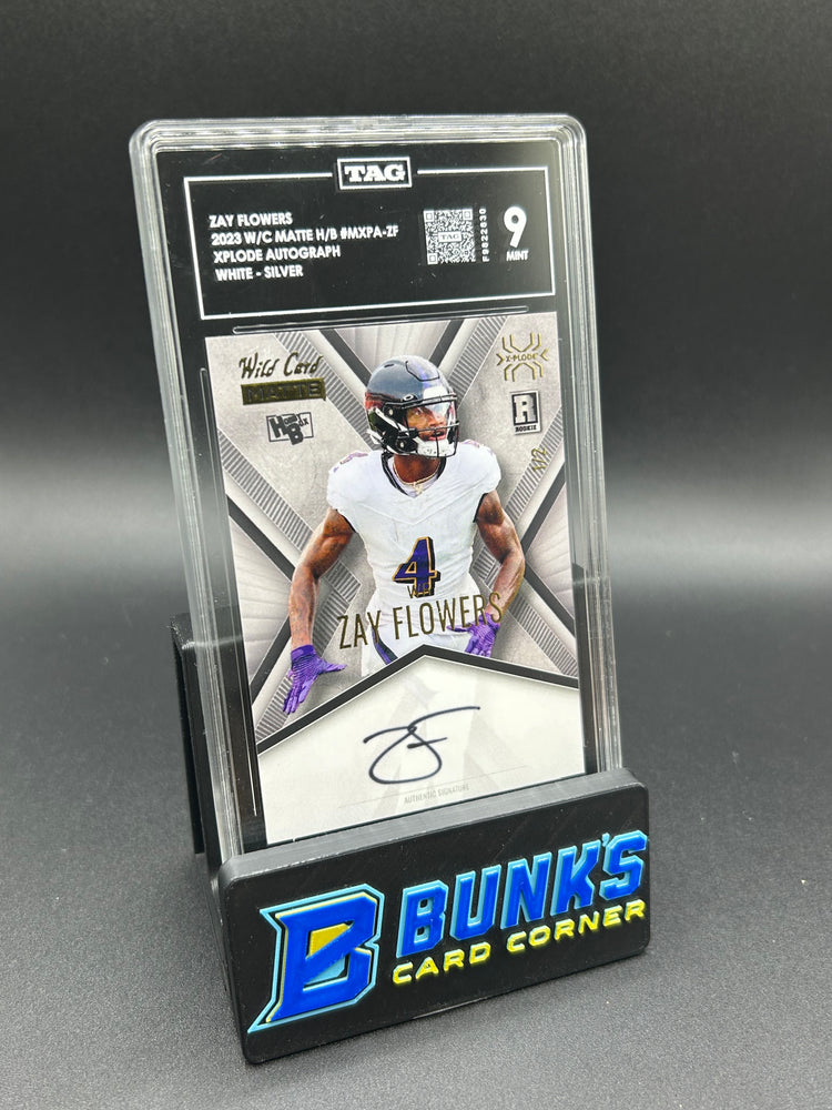 2023 Zay Flowers Wild Card Matte White - Silver Rc On-Card Auto 1/2 TAG 9
