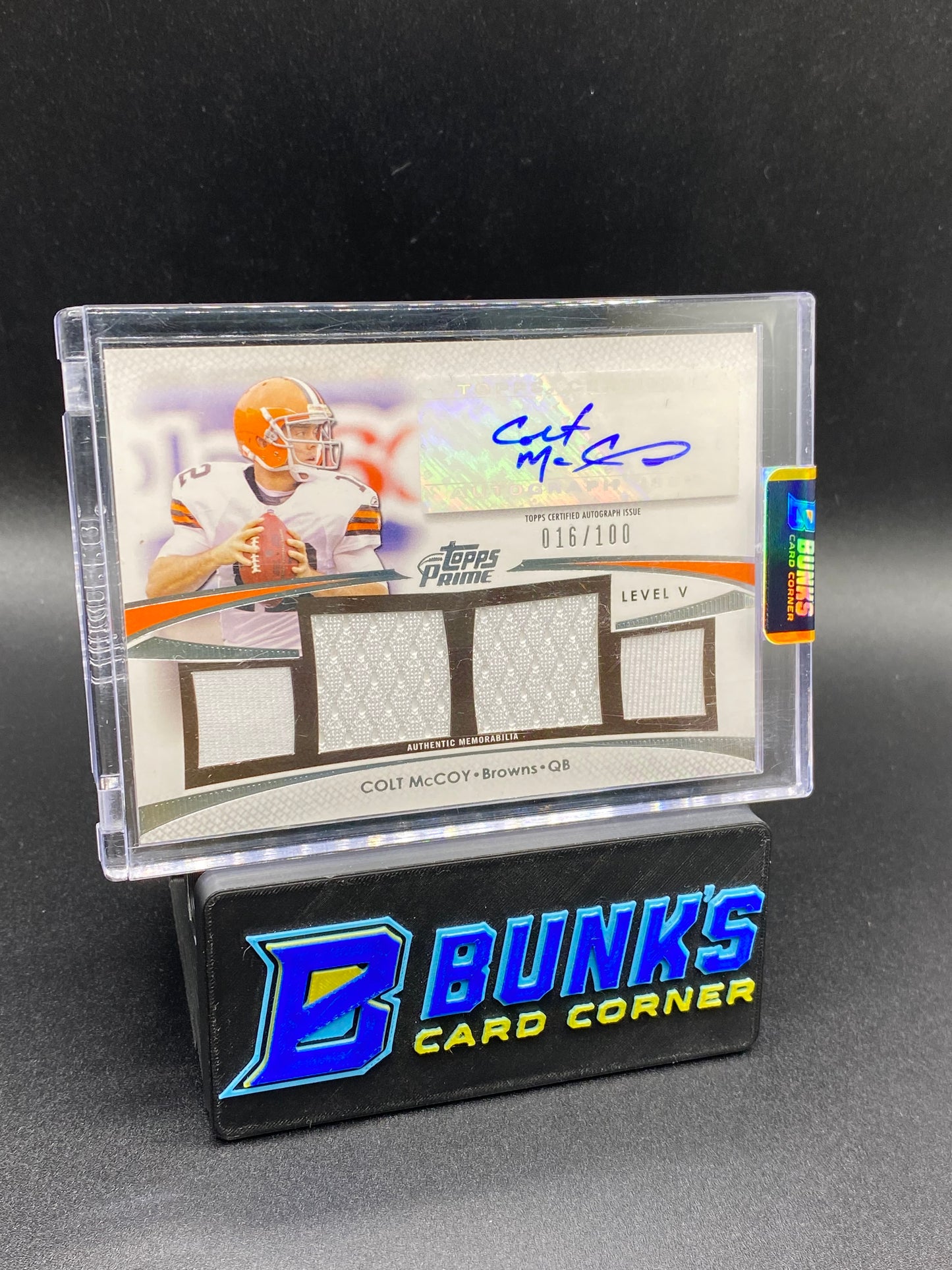 Colt McCoy Topps Prime Patches 16/100 Auto