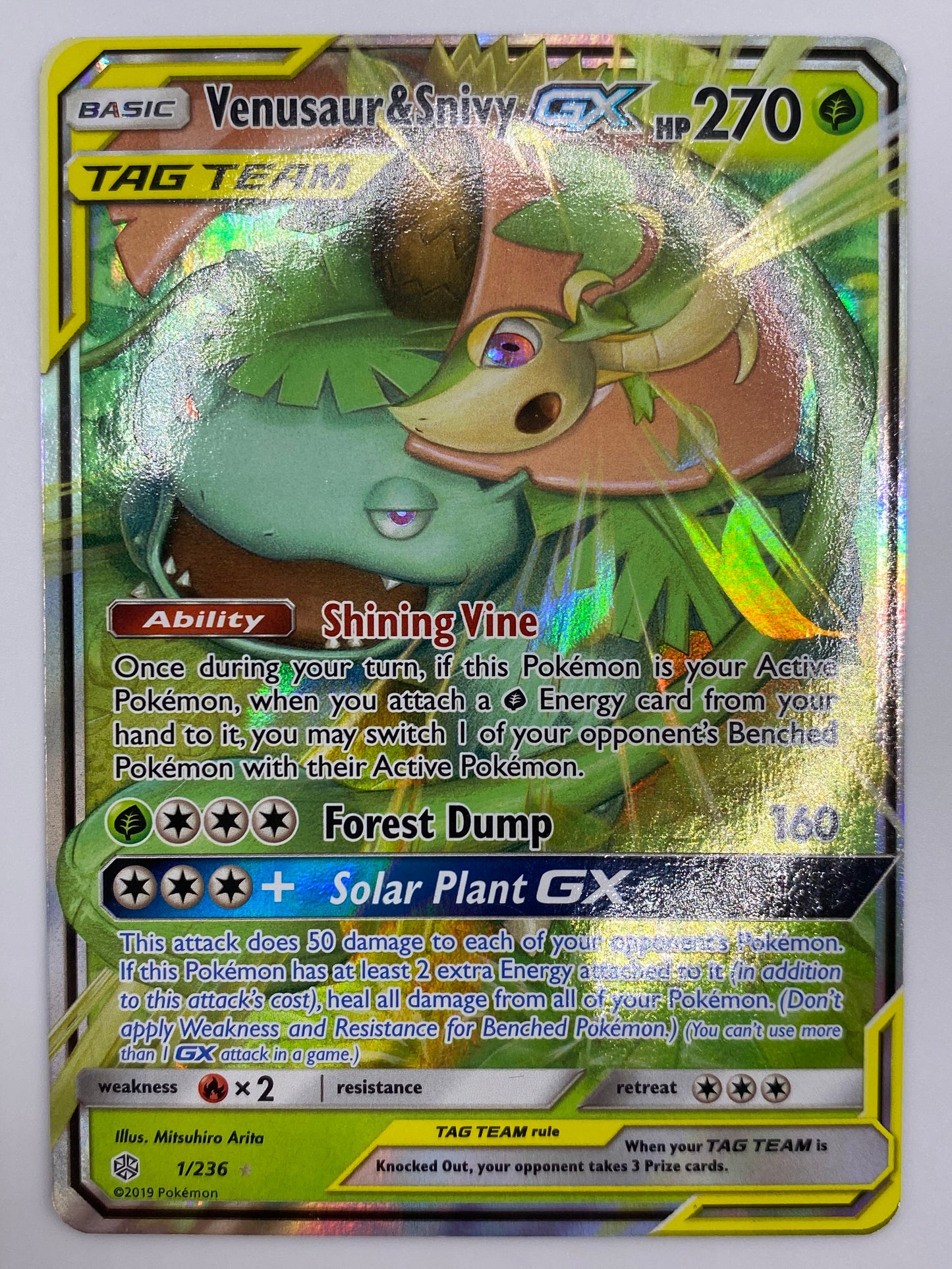 Venusaur & Snivy Gx Tag Team Cosmic Eclipse LP