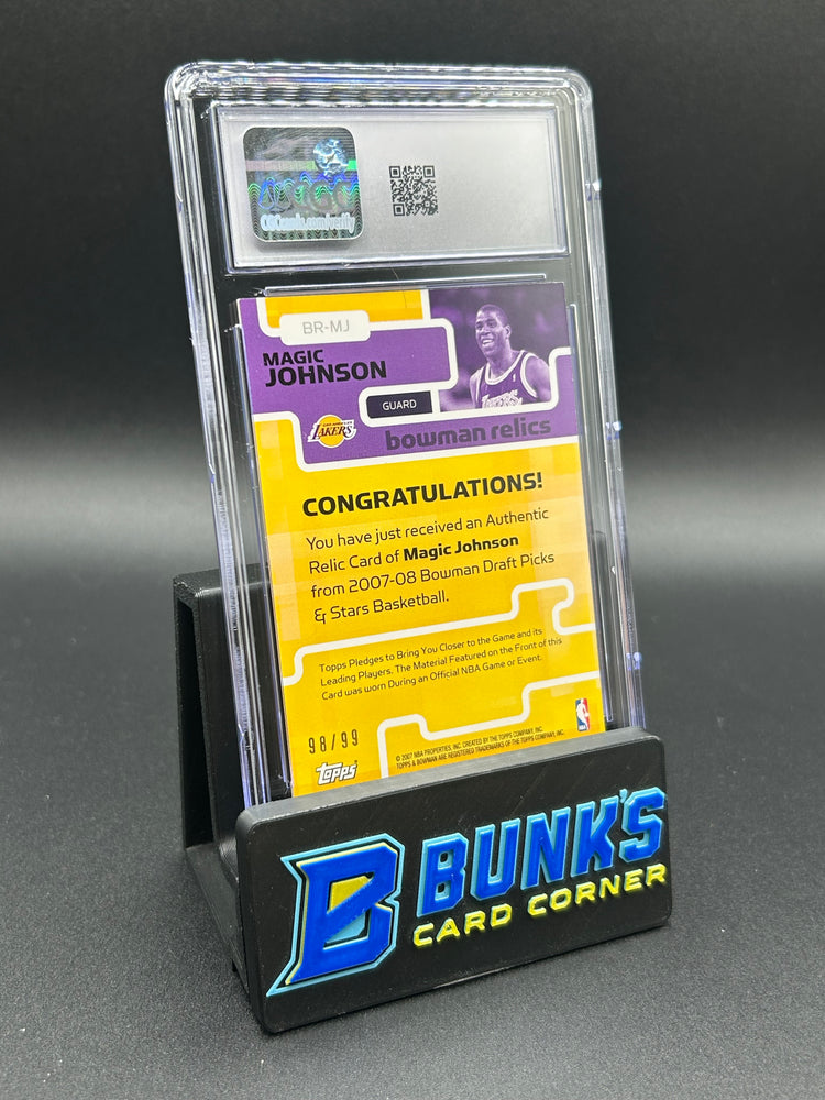 2007-08 Magic Johnson Bowman Relics Triple Game Worn 98/99 CGC 8