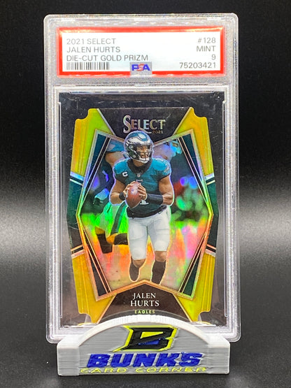 2021 Jalen Hurts Die-Cut Gold Prizm 1/10 Jersey Match
