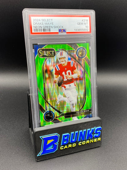 2024 Drake Maye Neon Green Shock Rc 383/499 PSA 10