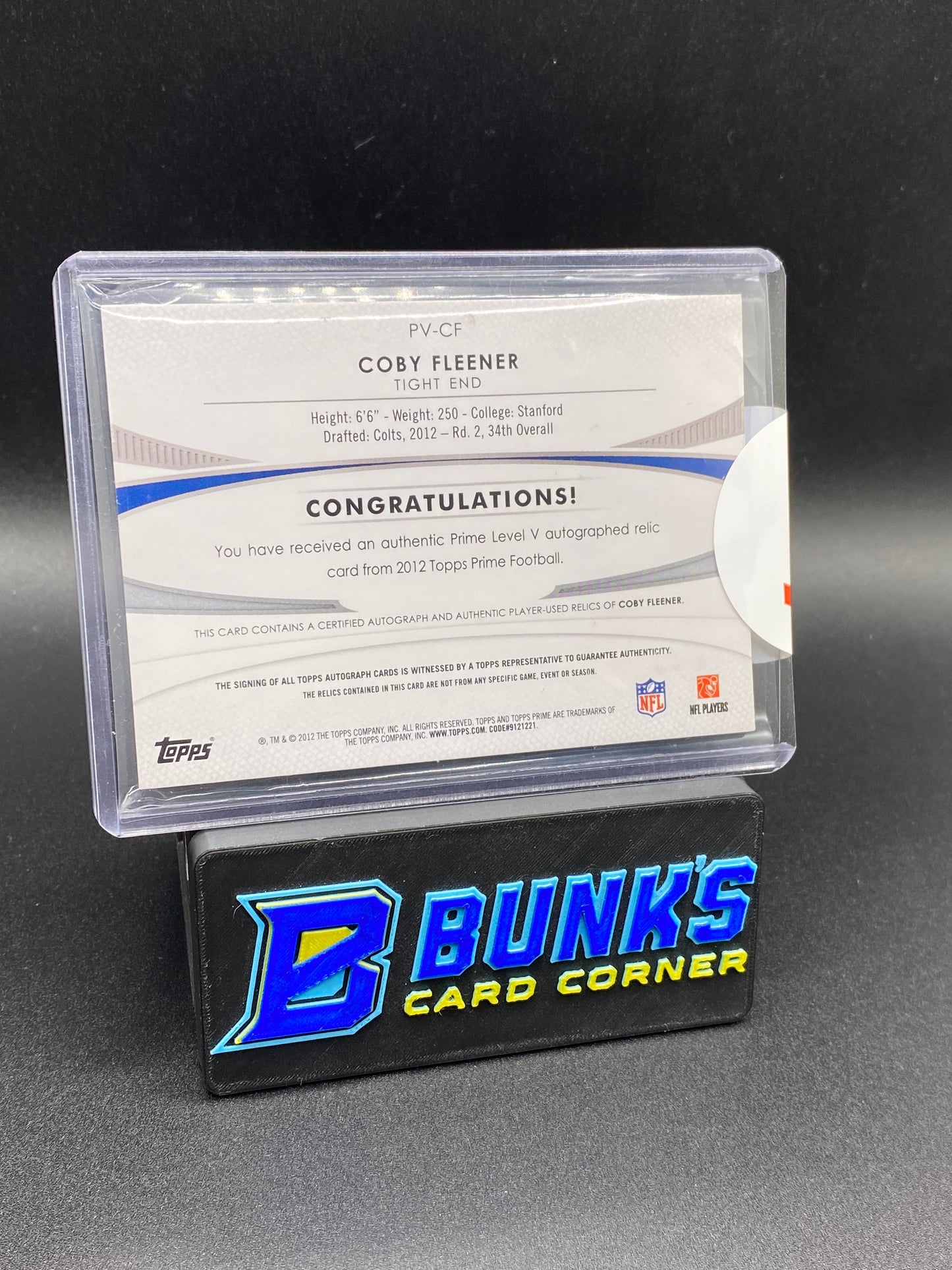 Coby Fleener Topps Prime Patches 15/25 Auto