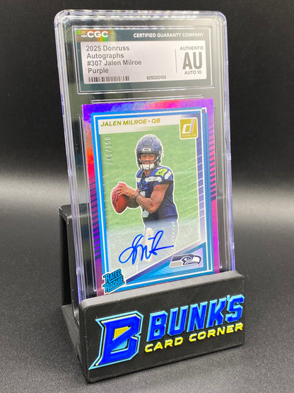 2025 Jalen Milroe Purple 46/150 RR Auto CGC Authentic Auto 10