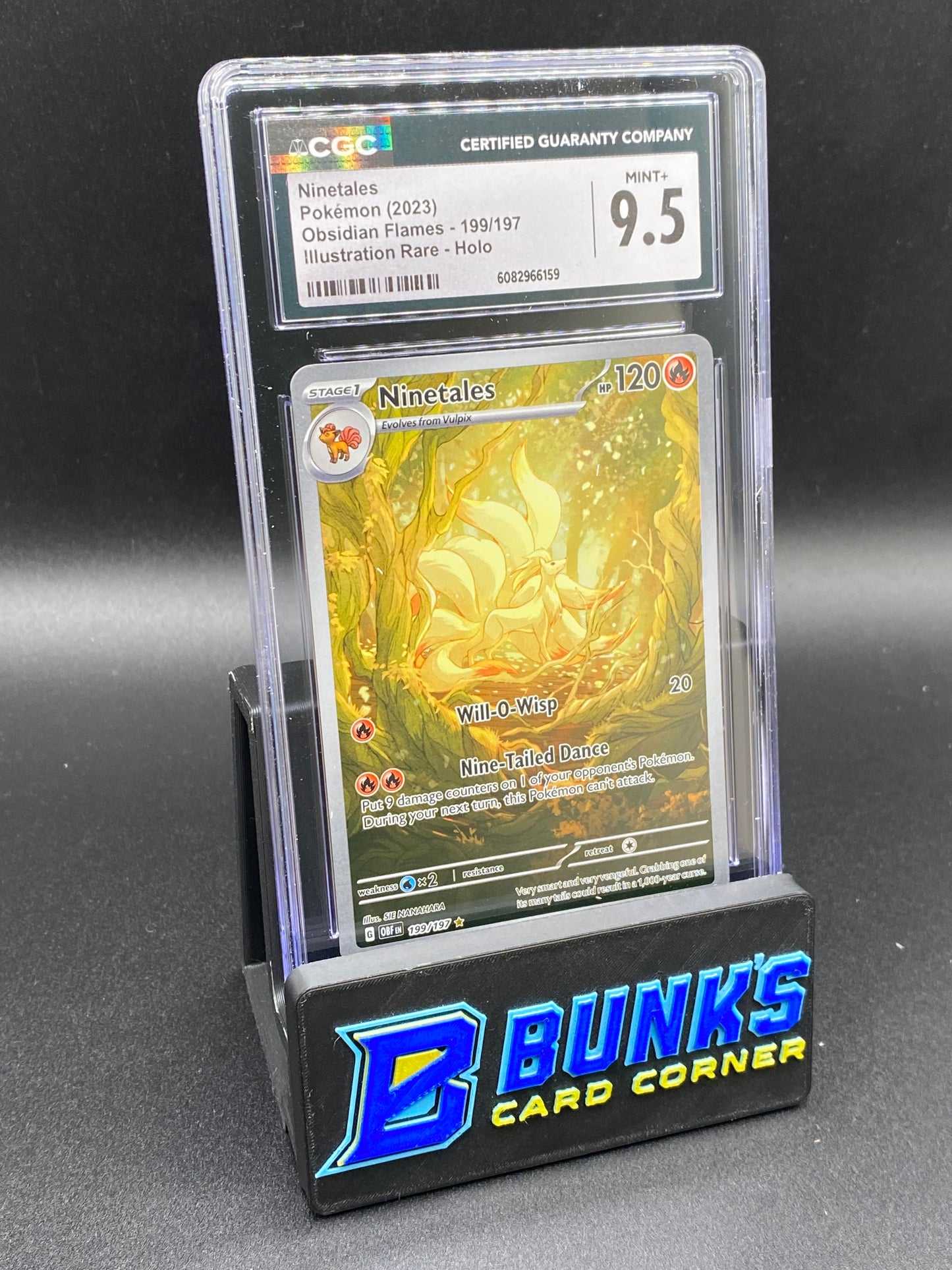 Ninetales Illustration Rare Obsidian Flames CGC 9.5