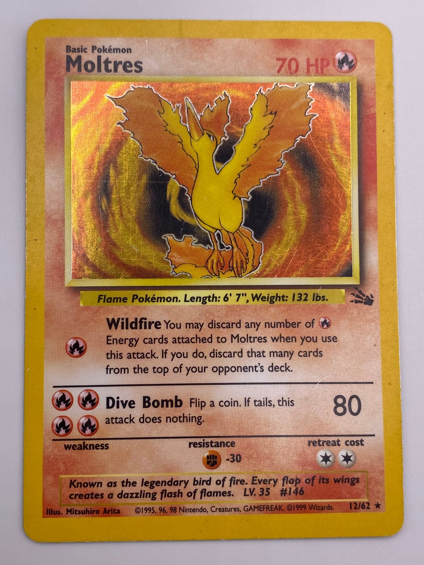 Moltres Holo Fossil HP