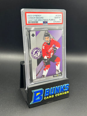 2023 Connor Dedard Synergy Cast for Greatness Purple PSA 10