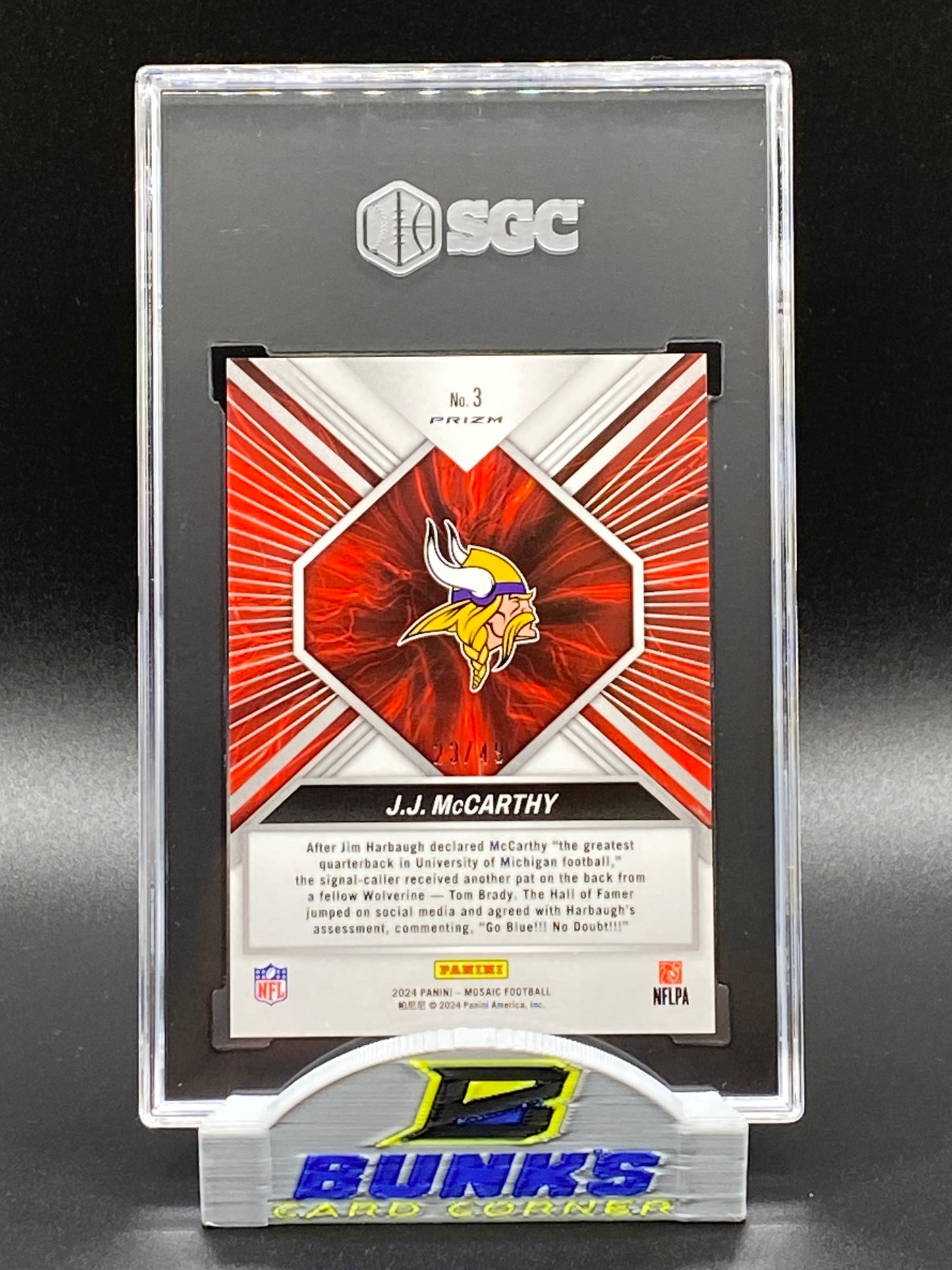 2024 JJ McCarthy Rookie Card 23/49 (Box B8)