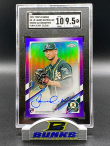 2021 James Kaprielian AUTOGRAPHED Rookie Card Purple Refractor 23/250 (Box 14)