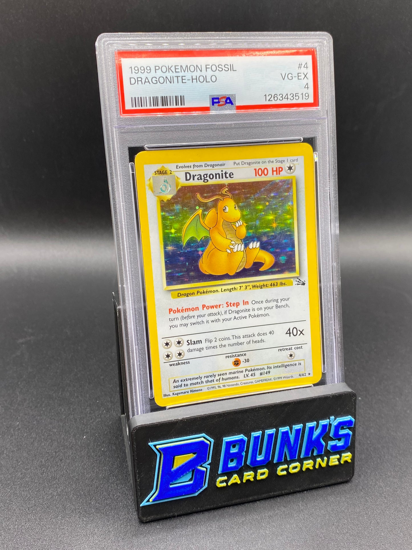 Dragonite Fossil Holo PSA 4