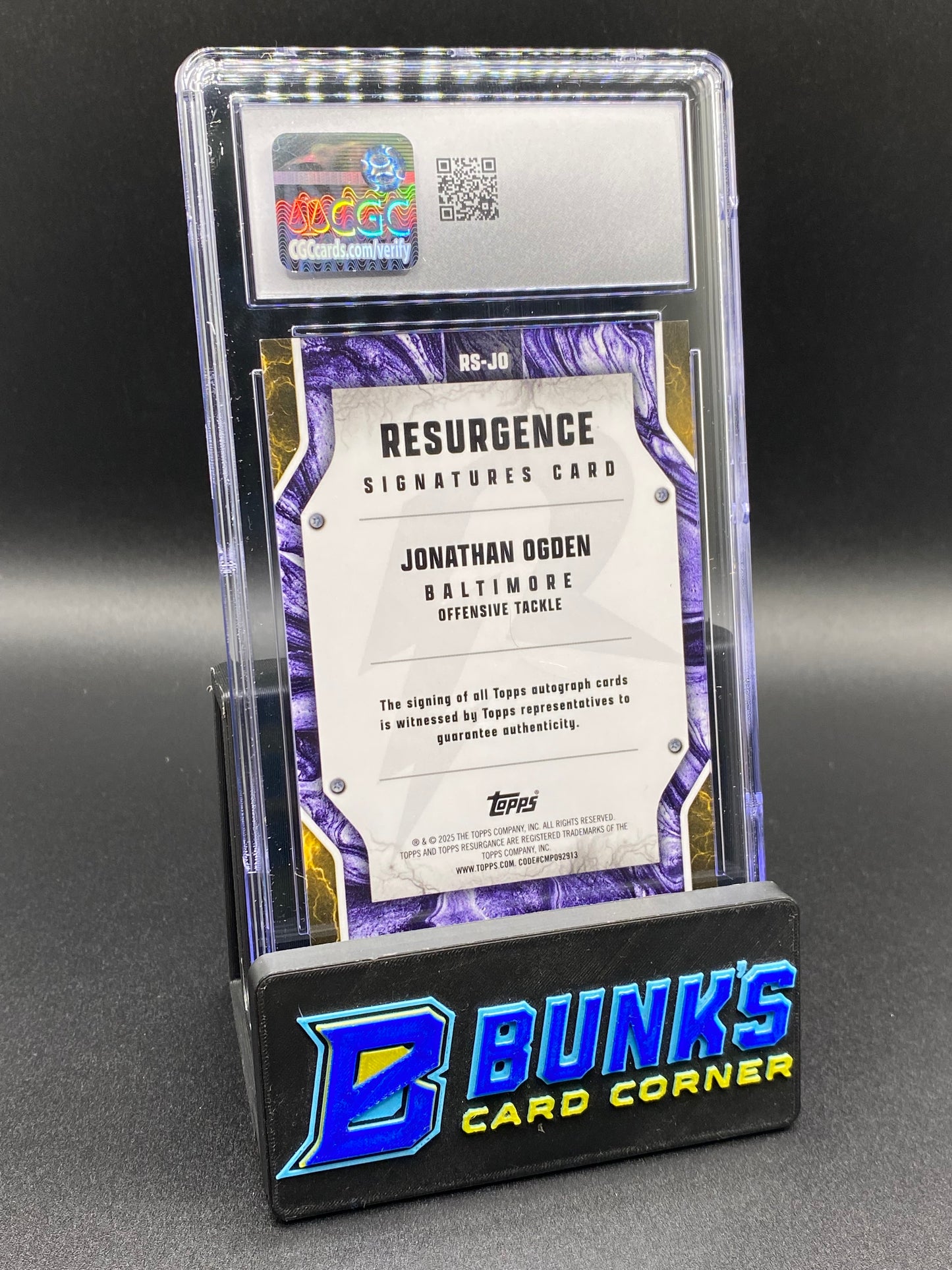 2024 Jonathon Ogden Gold Power Surge Ref. Auto CGC Auto 9