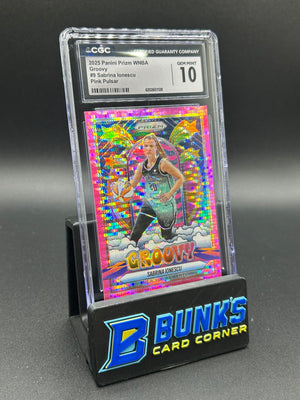 2025 Sabrina Lonescu Panini Prizm Groovy Pink Pulsar 57/72 CGC 10