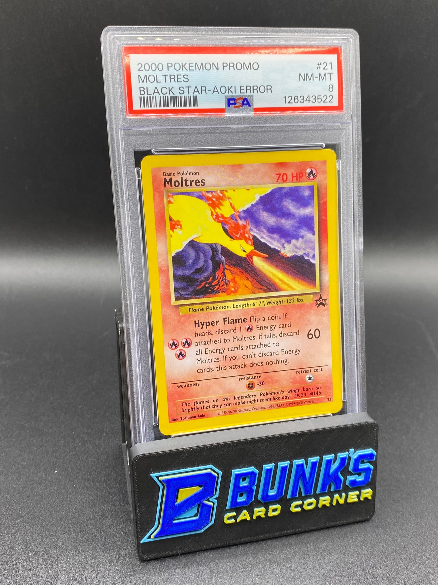Moltres Black Star Aoki Error PSA 8
