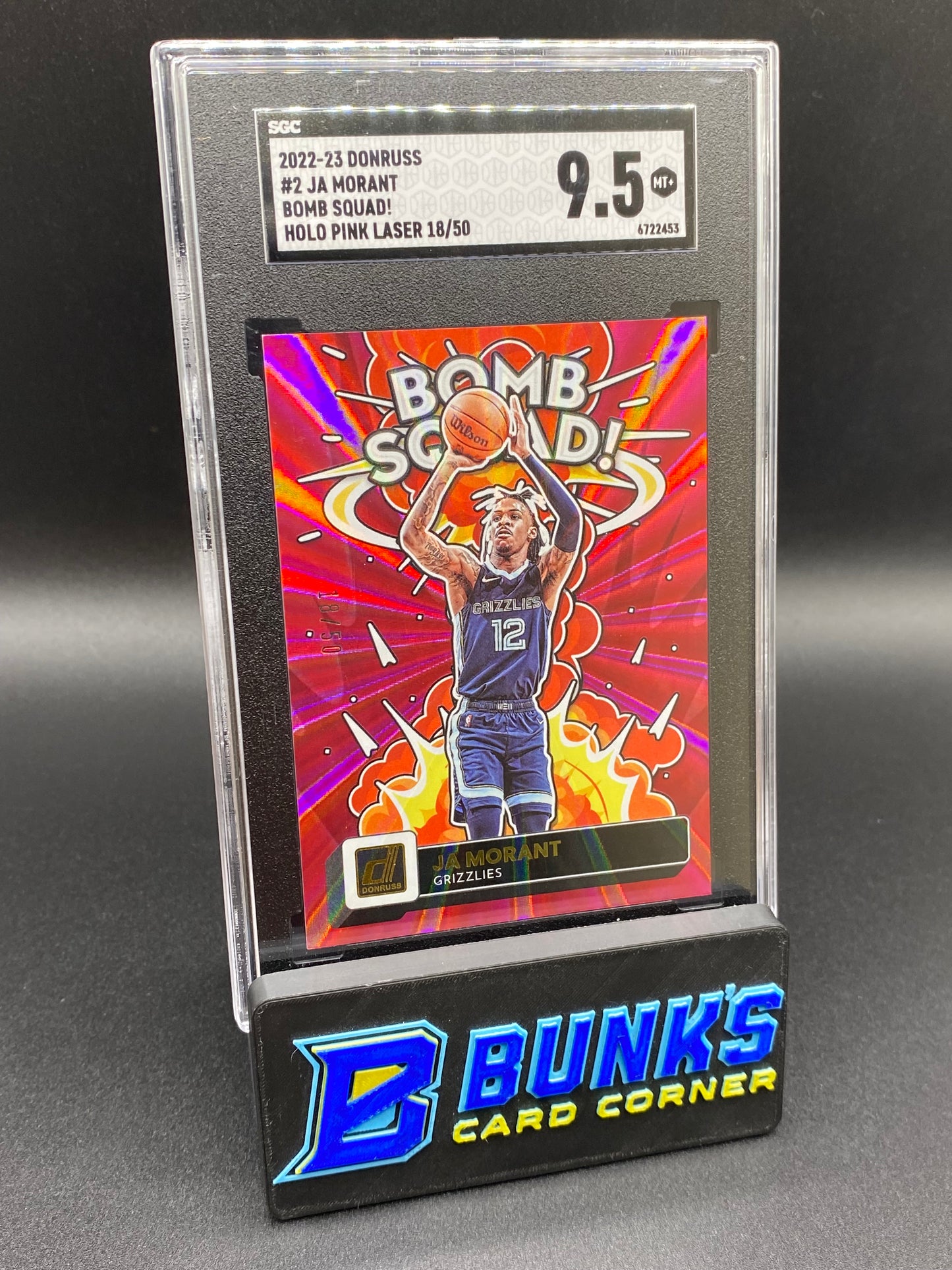 2022-23 Ja Morant B Squad! Holo Pink Laser 18/50 SGC 9.5