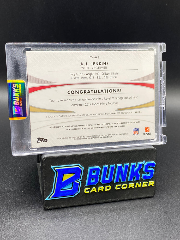 2012 AJ Jenkins Topps Prime Patches Auto 7/10