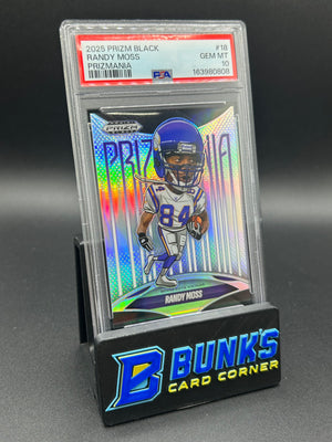 2025 Randy Moss Panini Prizm Black Prizmania PSA 10