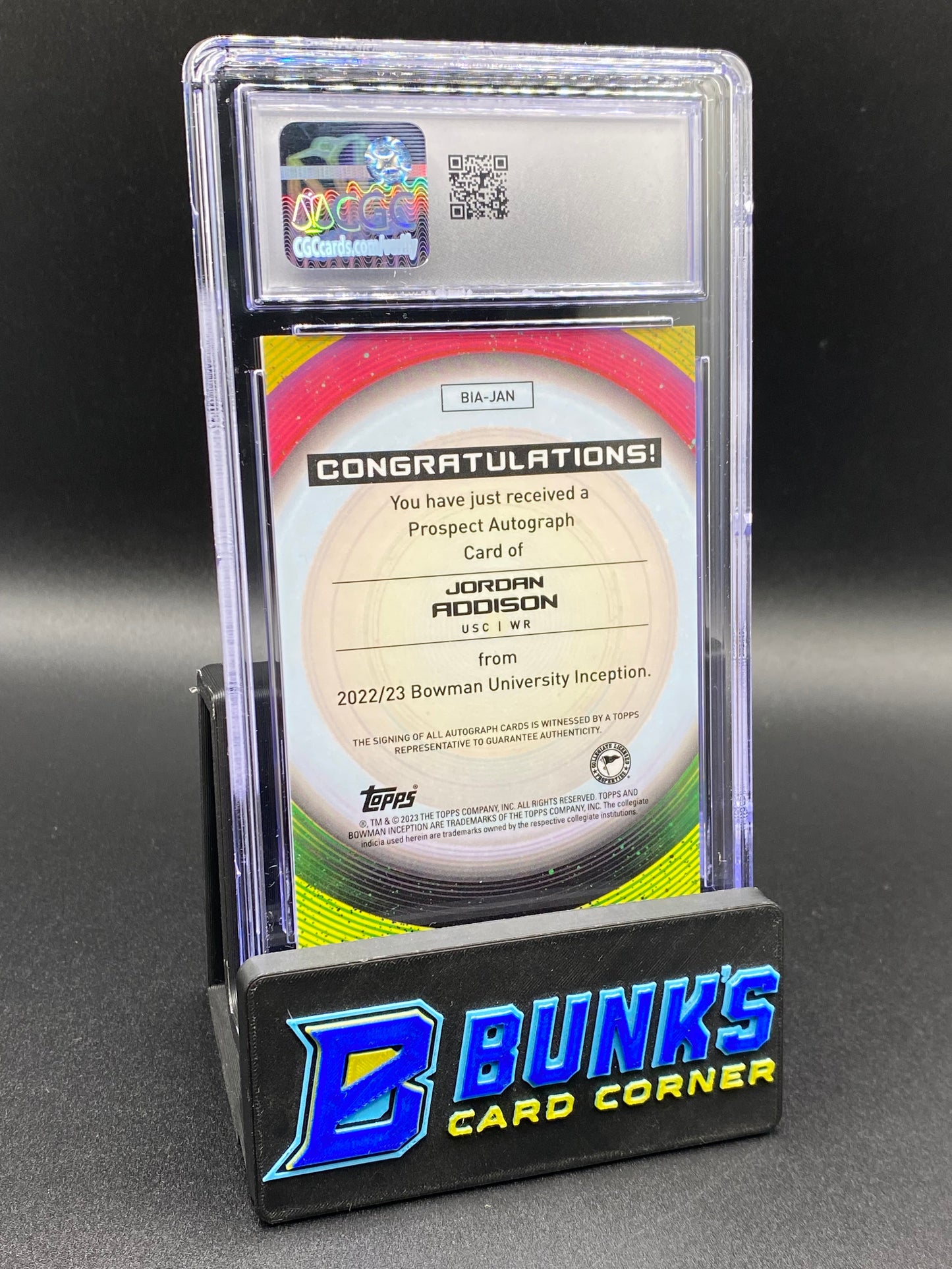 2022-23 Jordan Addison Blue Foil Auto Inception CGC 10/8 55/99