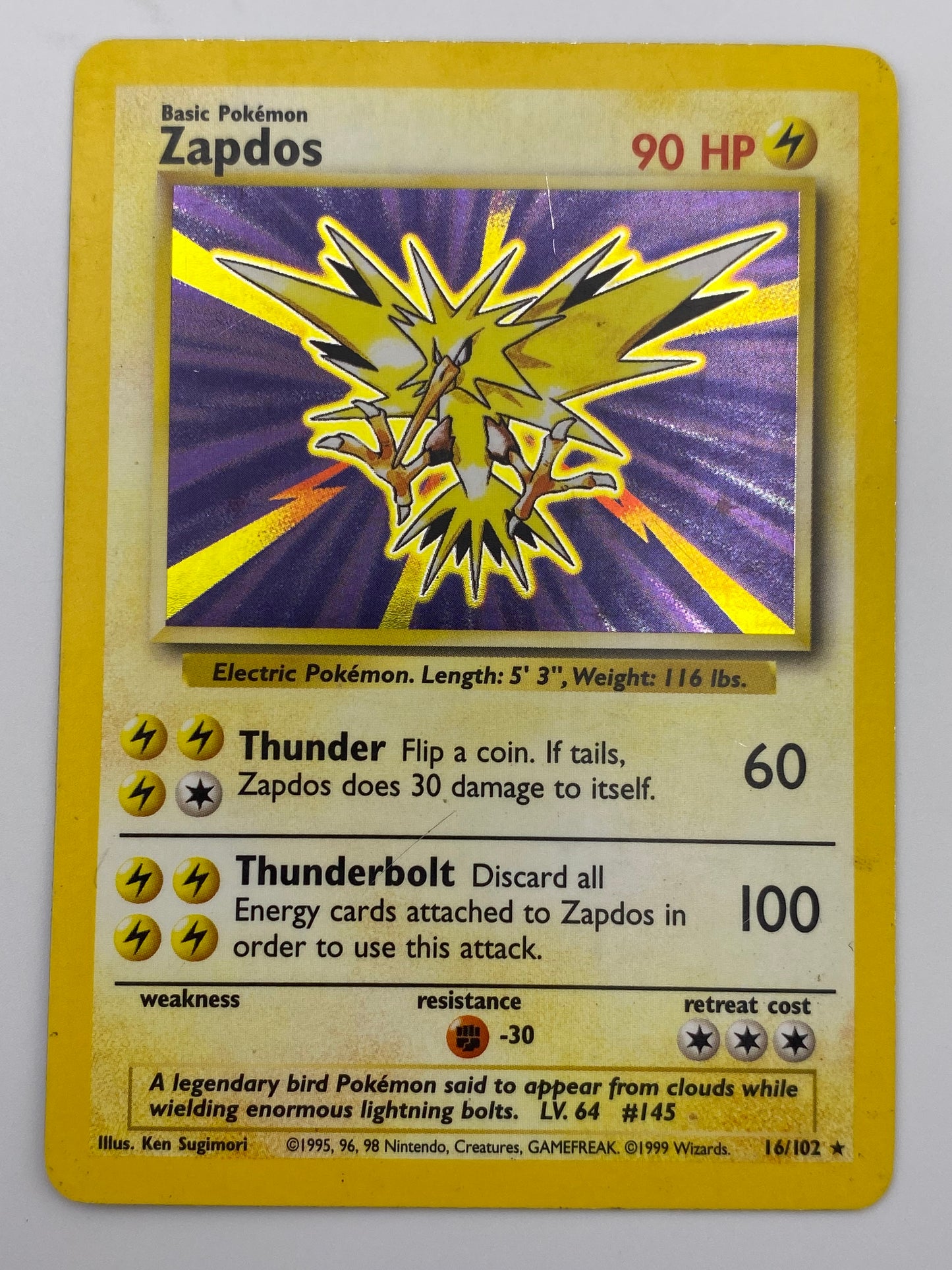 Zapdos Holo Base Set LP-MP