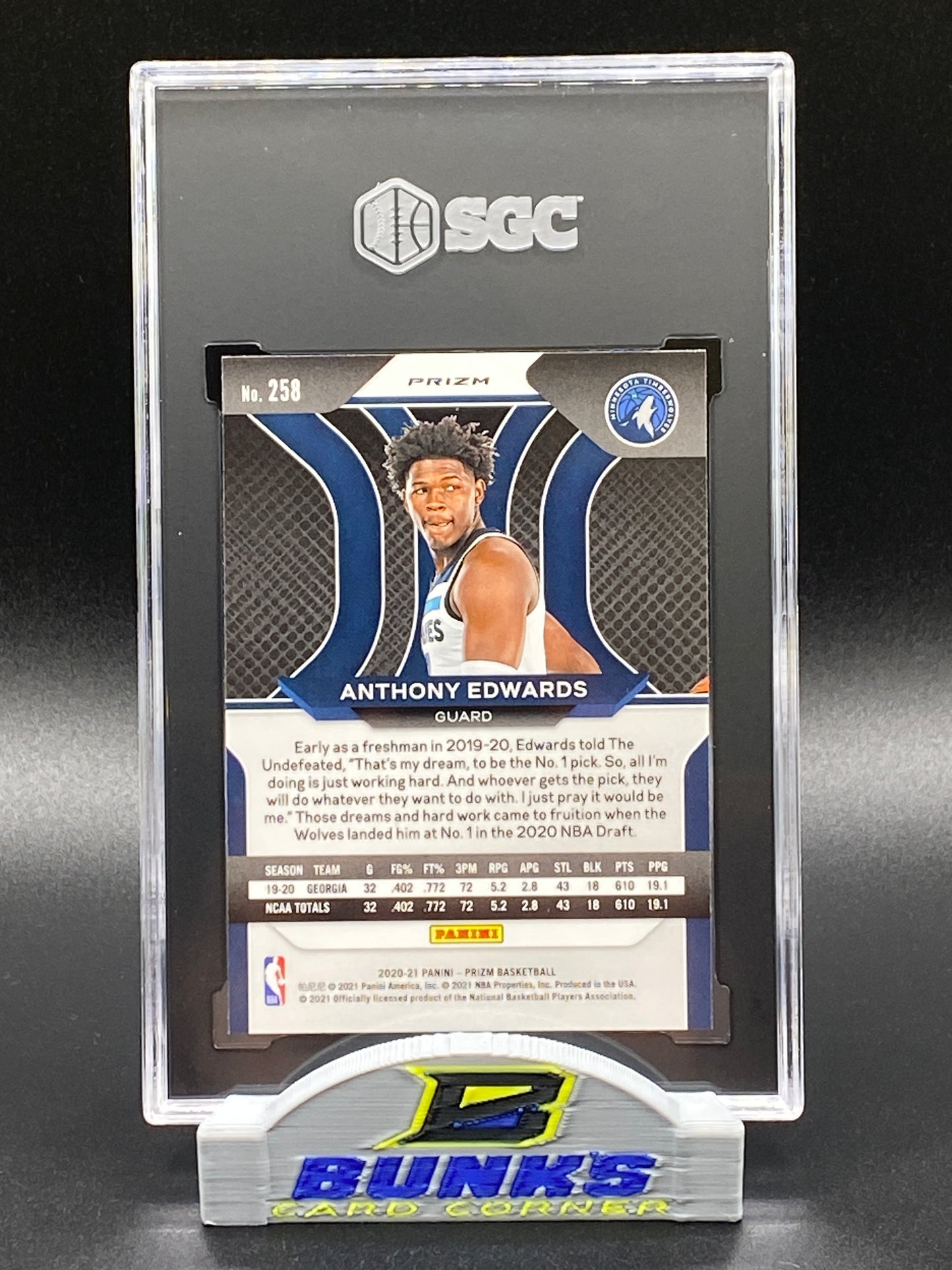 2020-21 Anthony Edwards Rookie Card Orange Ice Prizm (Box B8)