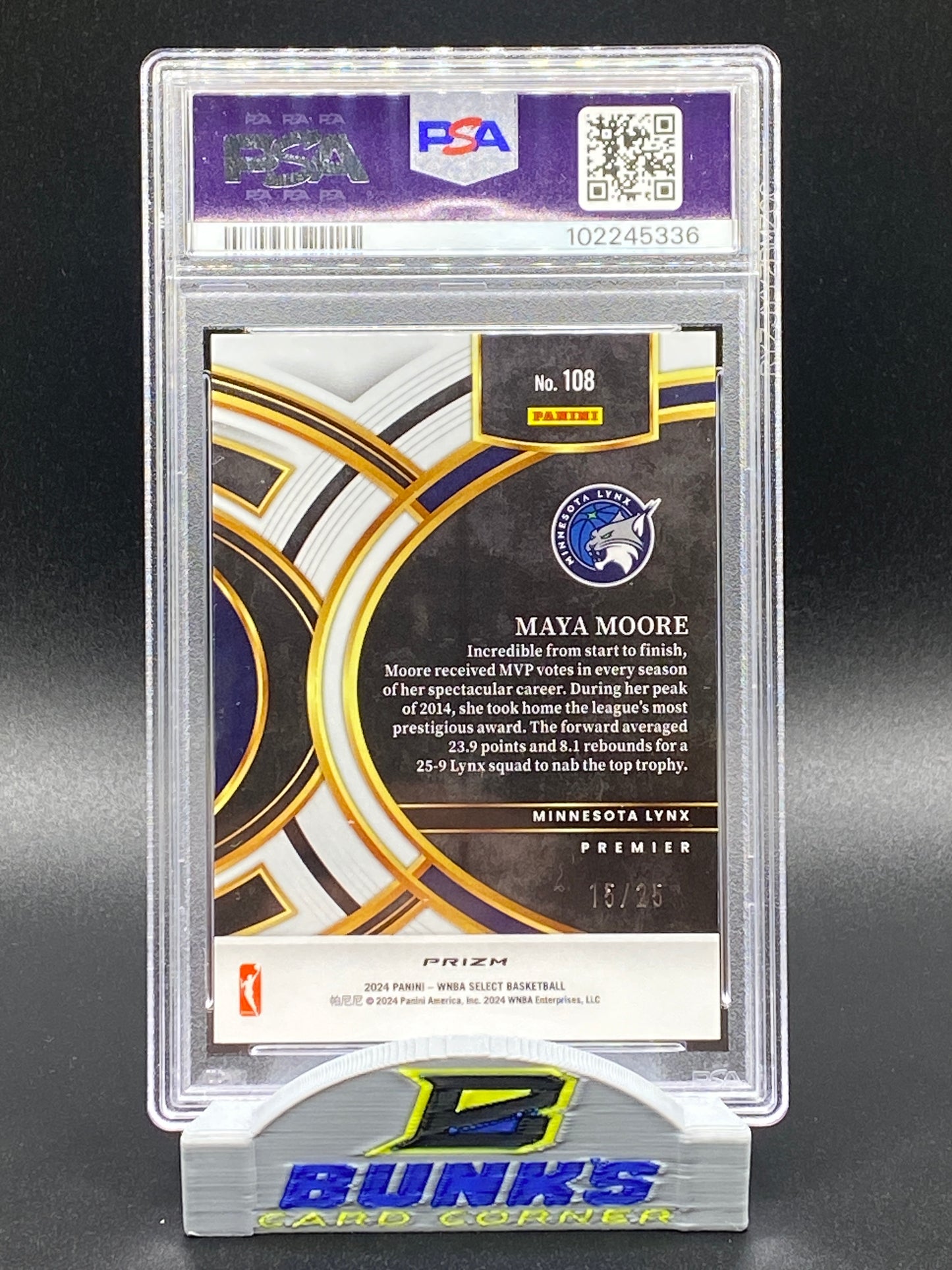 2024 Maya Moore Tie-Dye Prizm PSA 10 (Box B8)
