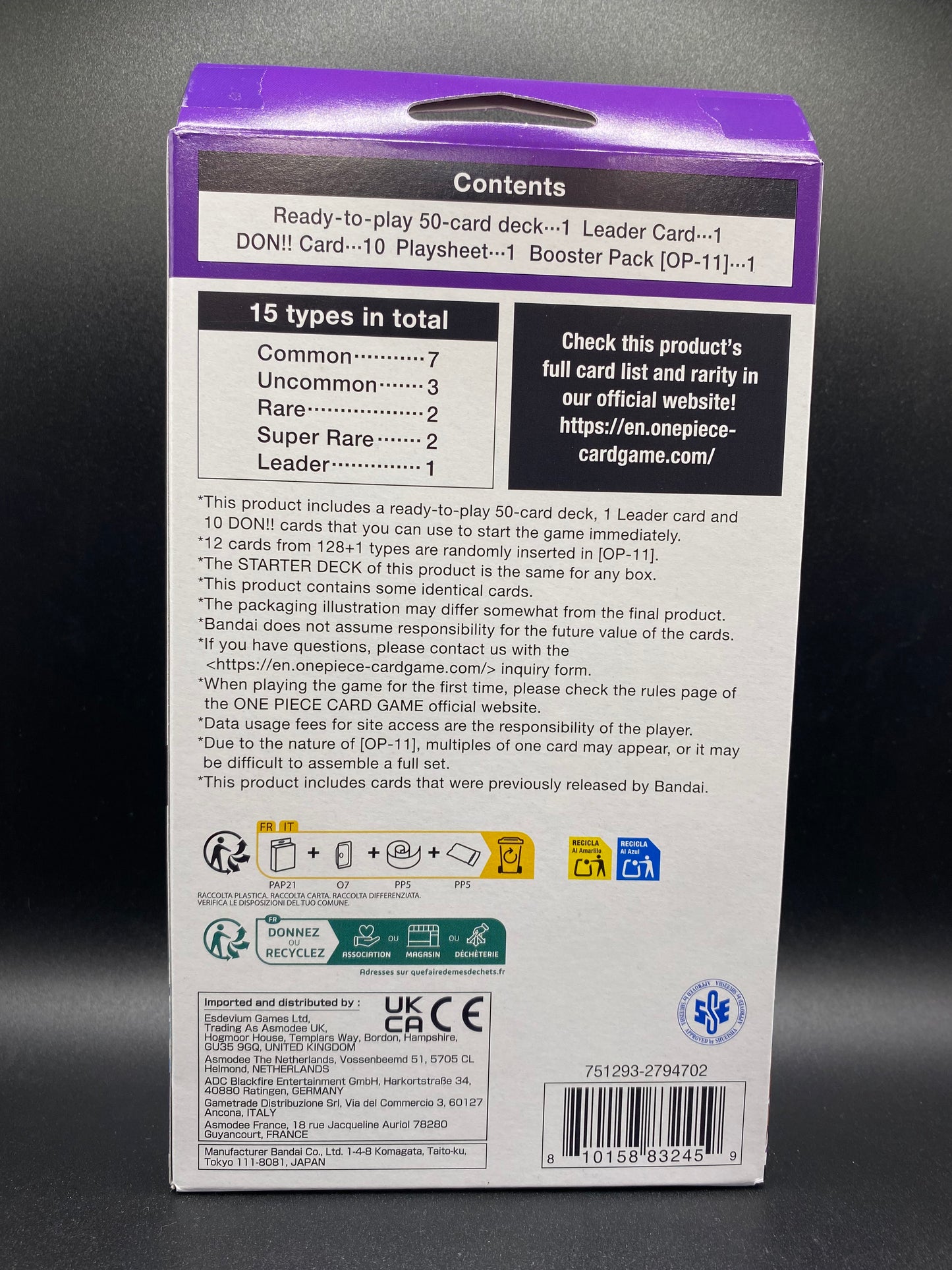 One Piece Starter Deck Purple Black Monkey D Luffy