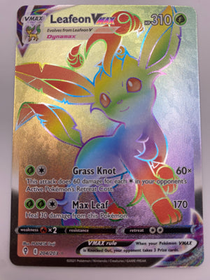 Leafeon Vmax Rainbow Rare Evolving Skies NM