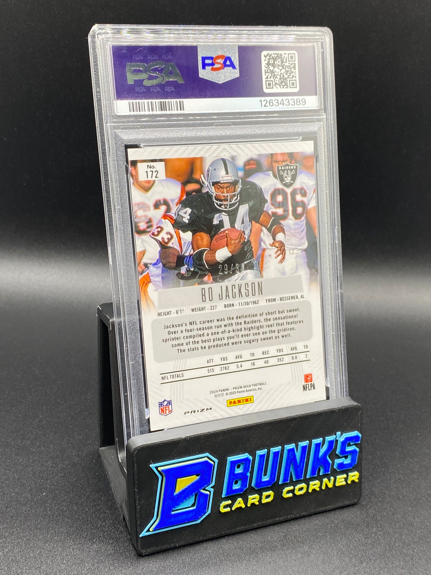 2024 Bo Jackson Mojo Prizm 29/30 PSA 10