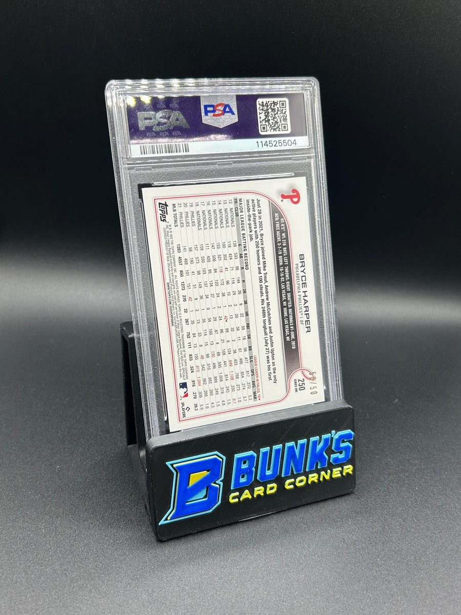 2022 Bryce Harper Topps Father's Day Blue 50/50 Bookend PSA 10