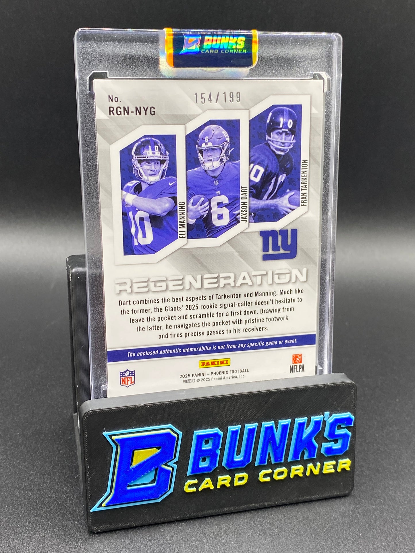 2025 Eli Manning & Jaxson Dart & Fran Tarkenton Patch Regeneration 154/199