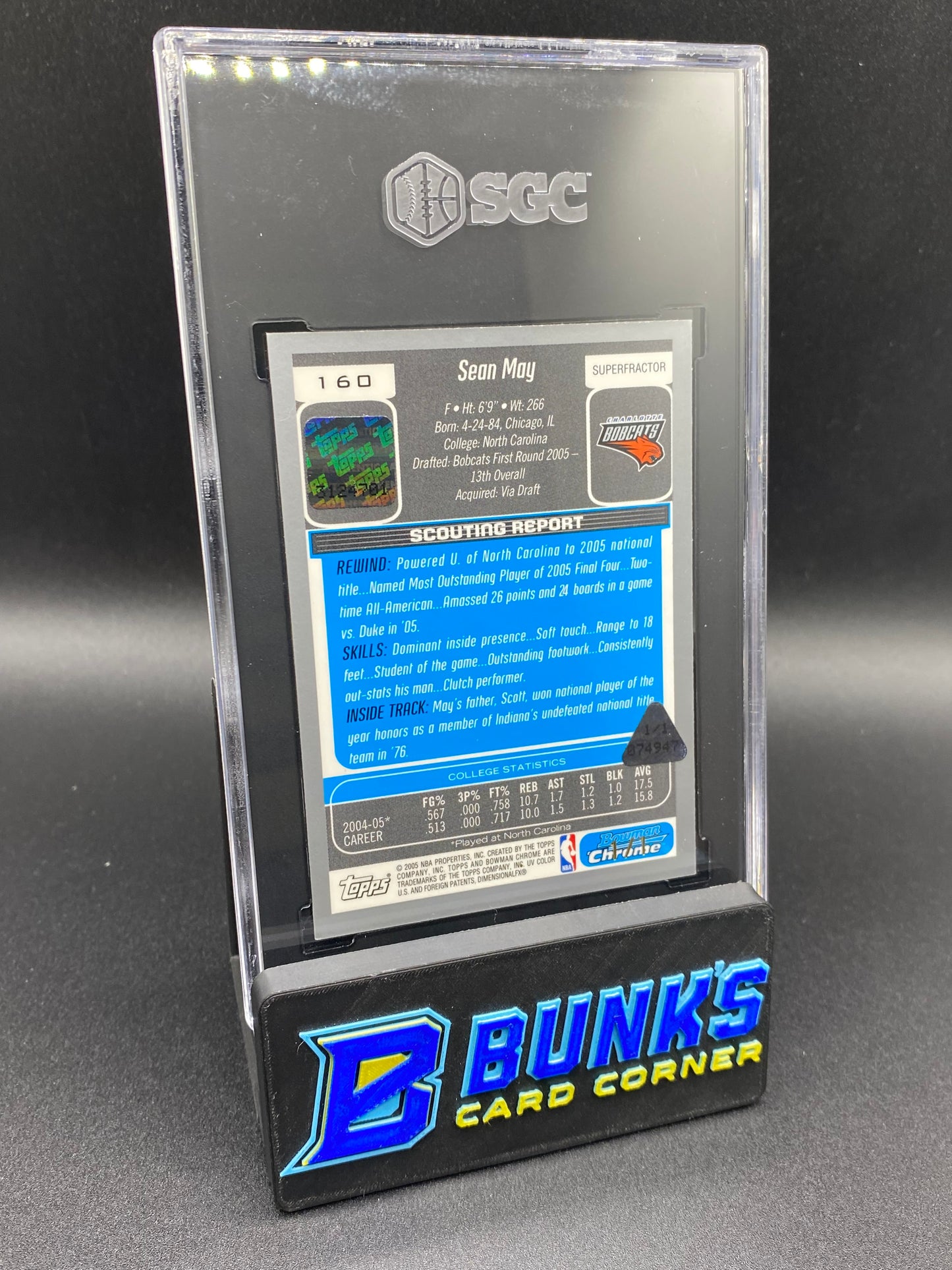 2005-06 Sean May Auto Superfractor 1/1 SGC 10/9