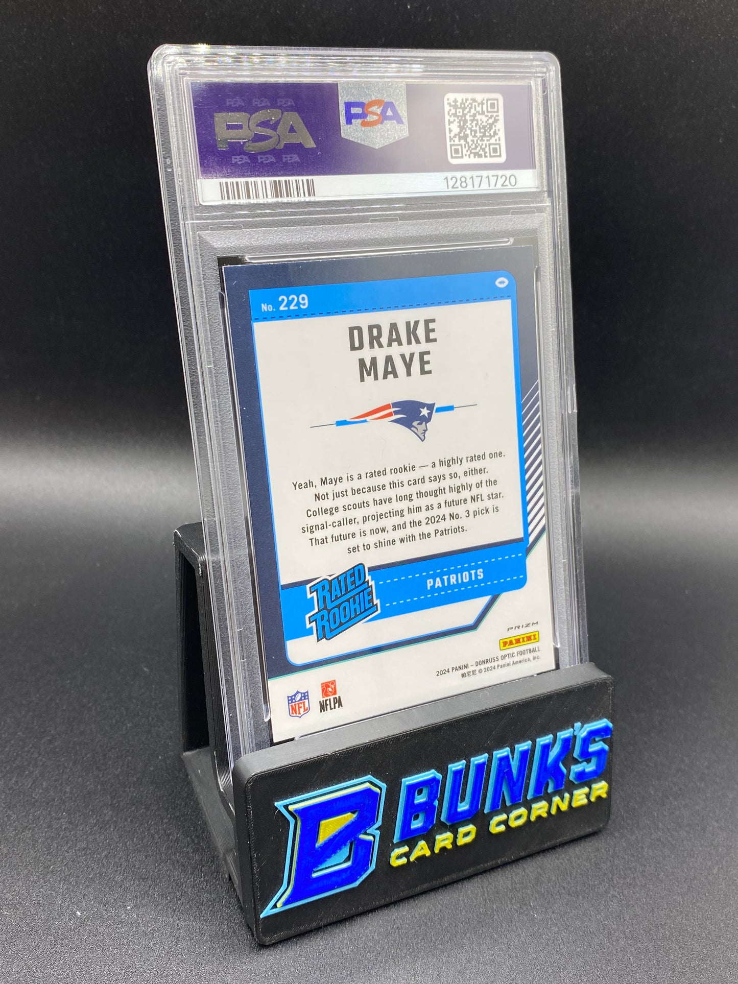 2024 Drake Maye Blue Hyper Rc PSA 9