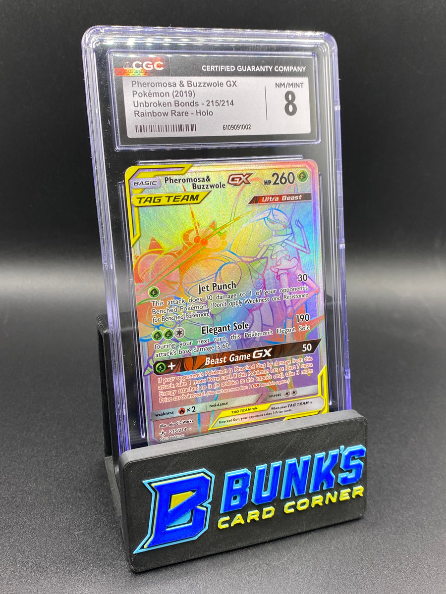 Pheromosa & Buzzwole Gx Rainbow Rare Unbroken Bonds CGC 8