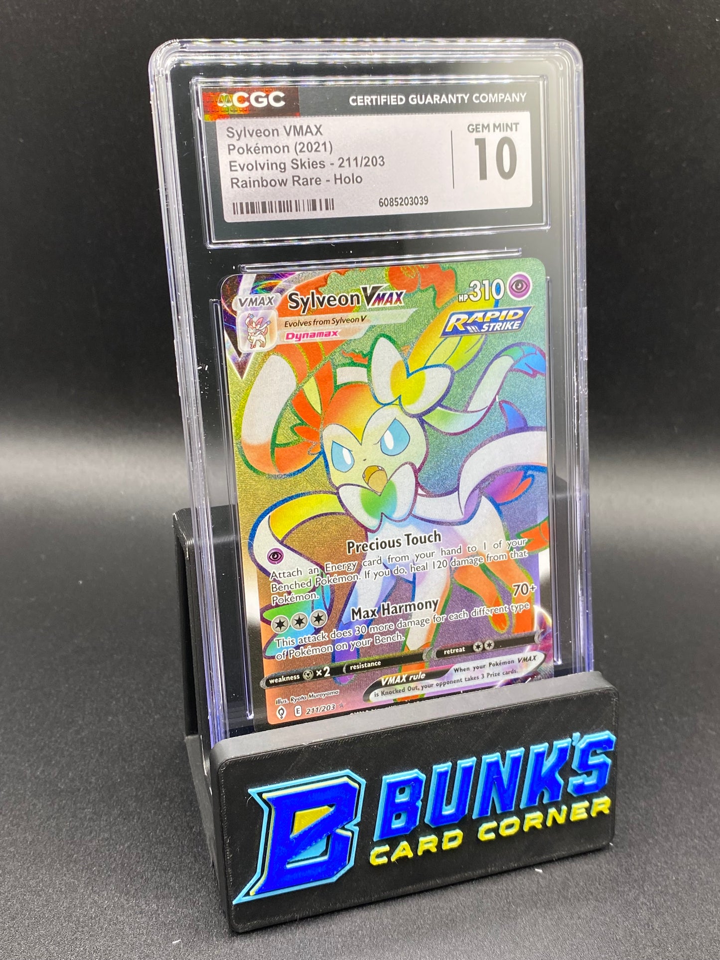 Sylveon Vmax Rainbow Rare Evolving Skies CGC 10