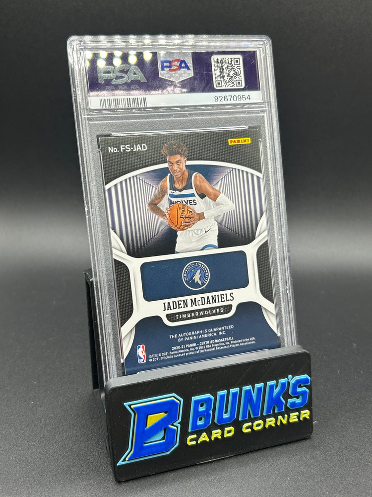 2020 Jaden McDaniels Panini Certified Fresh Face Signatures Rc Auto PSA 9