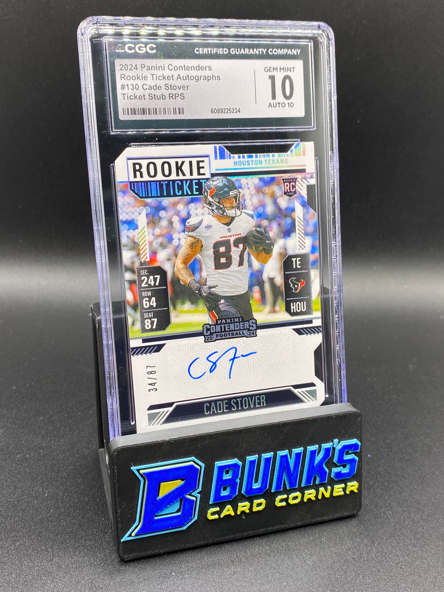 2024 Cade Stover Rookie Ticket Auto 34/87 CGC 10/10
