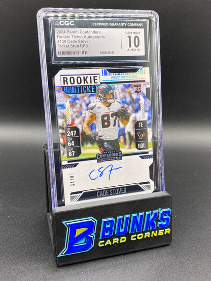 2024 Cade Stover Rookie Ticket Auto 34/87 CGC 10/10