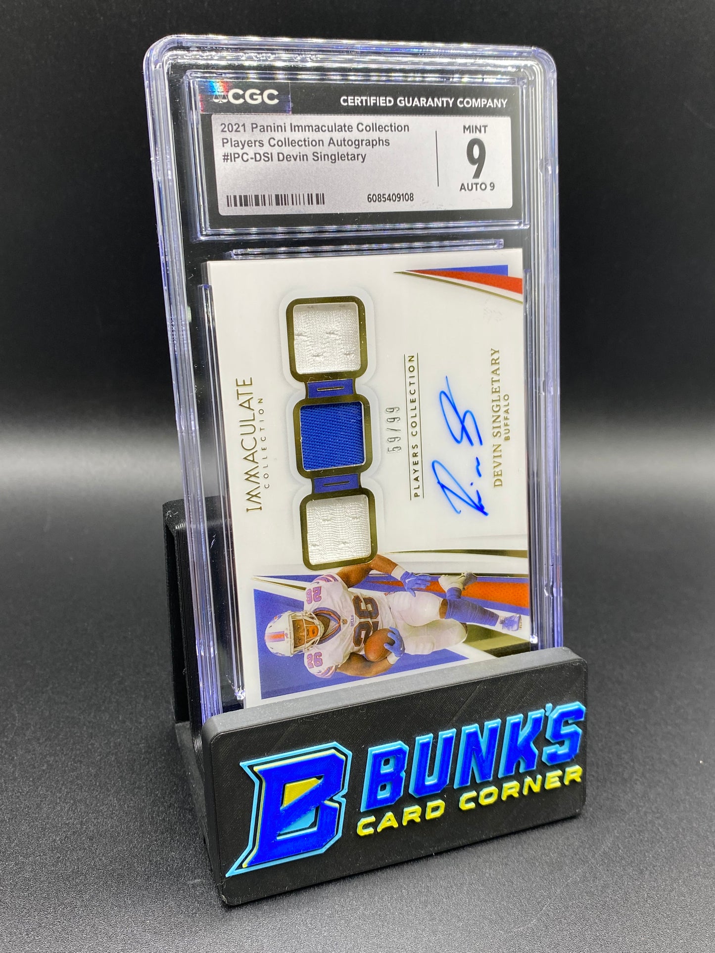 2021 Devin Singletary Players Collection Auto 59/99 CGC 9/9