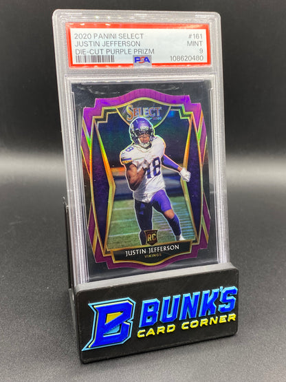 2020 Justin Jefferson Die-Cut Purple Prizm Rc PSA 9