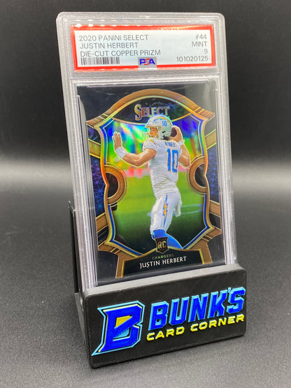 2020 Justin Herbert Die-Cut Copper Prizm 347/355 PSA 9