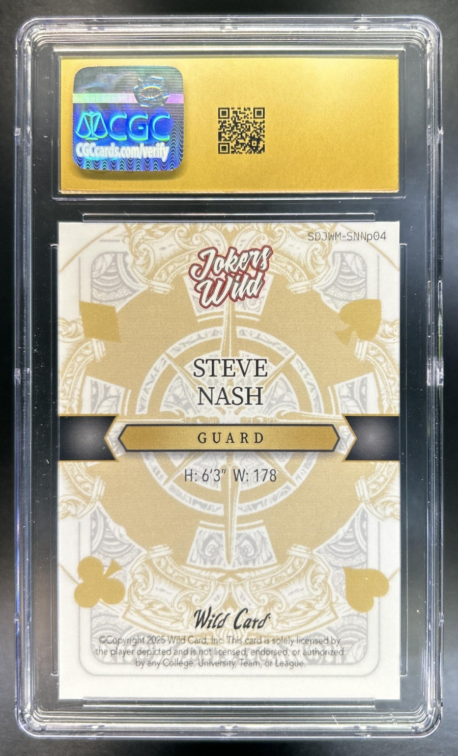 Steve Nash Wild Card #SJDWM-SNNp04 Jokers Wild 1/1 Lava CGC 10