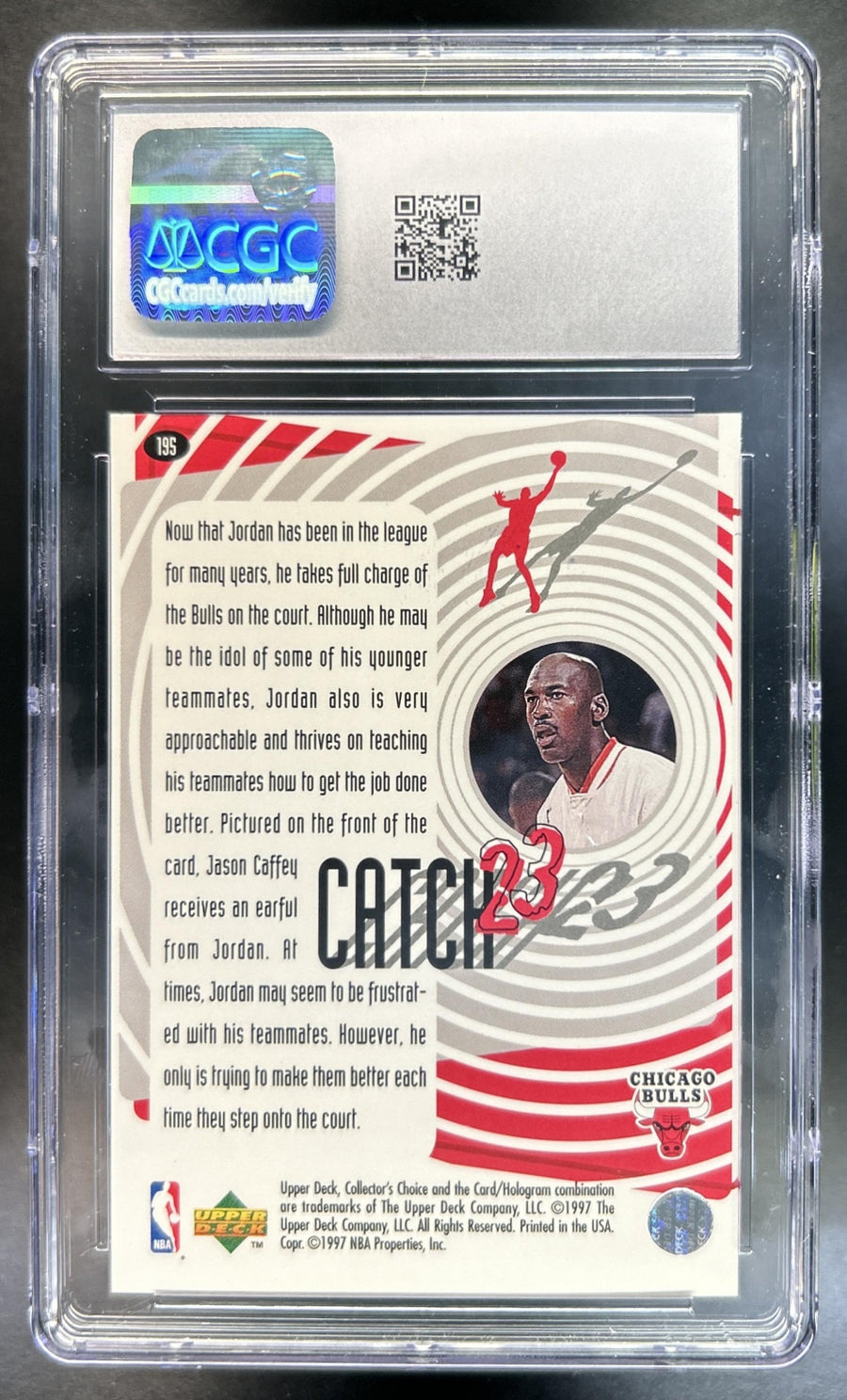 Michael Jordan 1997-98 Upper Deck Collector's Choice #195 Bulls CGC 10