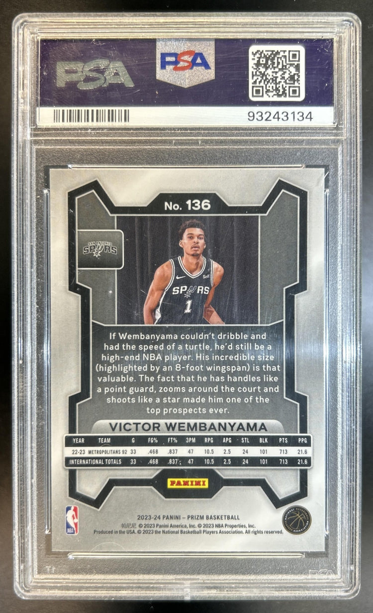 Victor Wembanyama 2023-24 Panini Prizm #136 RC Spurs PSA 8